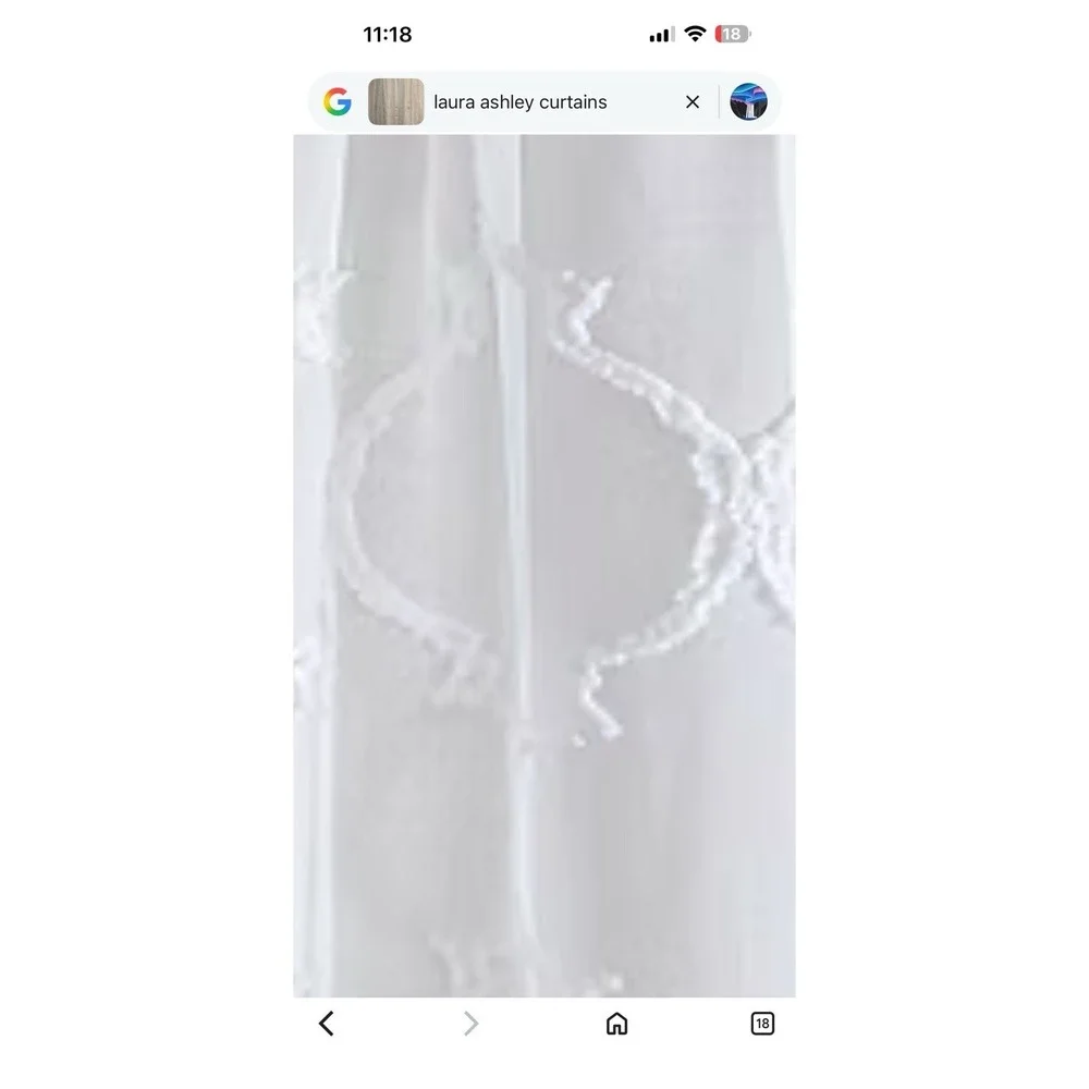 Laura Ashley Berwyn Lattice Embroidered Sheer Curtains - Pair - White